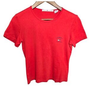 Y2K Tommy Hilfiger Vintage Red T Shirt Casual Classic Womens L Red